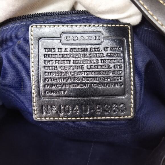 Coach Signature Black Canvas Leather Trim Zipper Closure Hobo Shoulder Bag - Picture 12 of 16